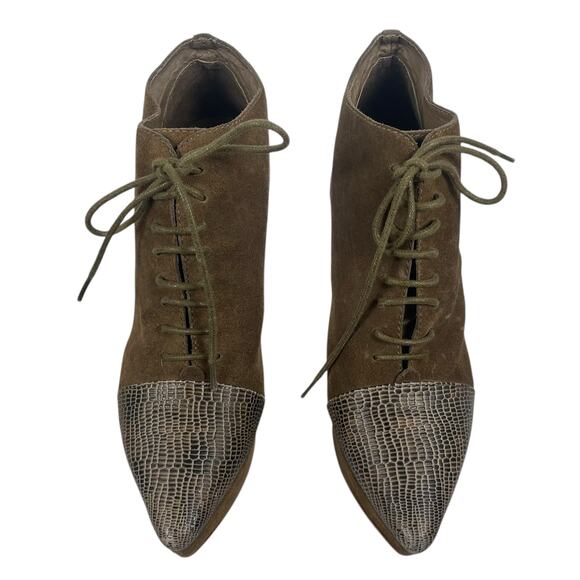 Opening Ceremony Suede Platform Lace Up Boots Green Size 10 - Picture 5 of 13